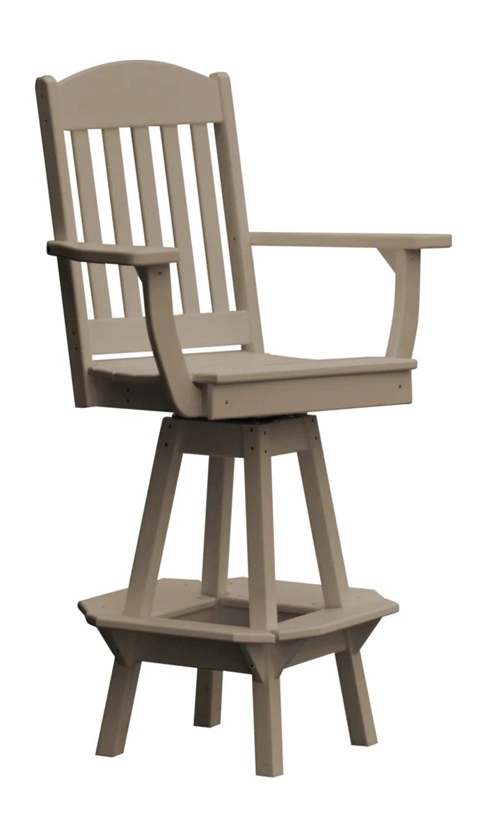 Classic Swivel Counter Chair with Arms Outdoor Table Weathered Wood