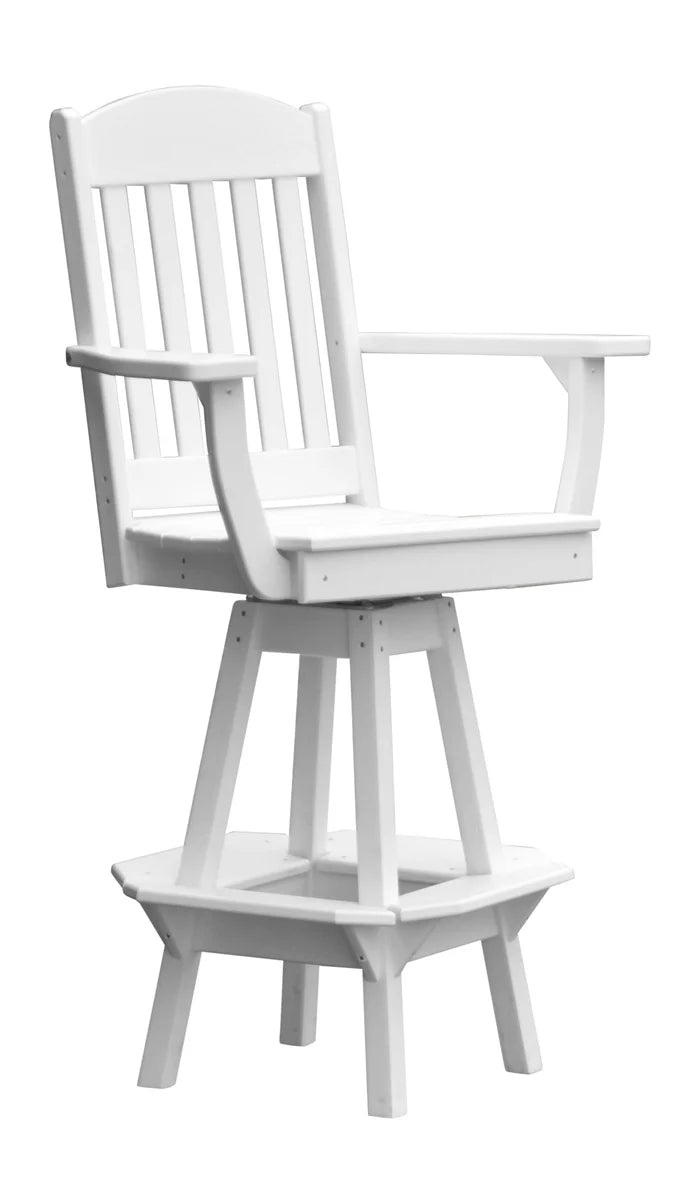 Classic Swivel Counter Chair with Arms Outdoor Table White Paint