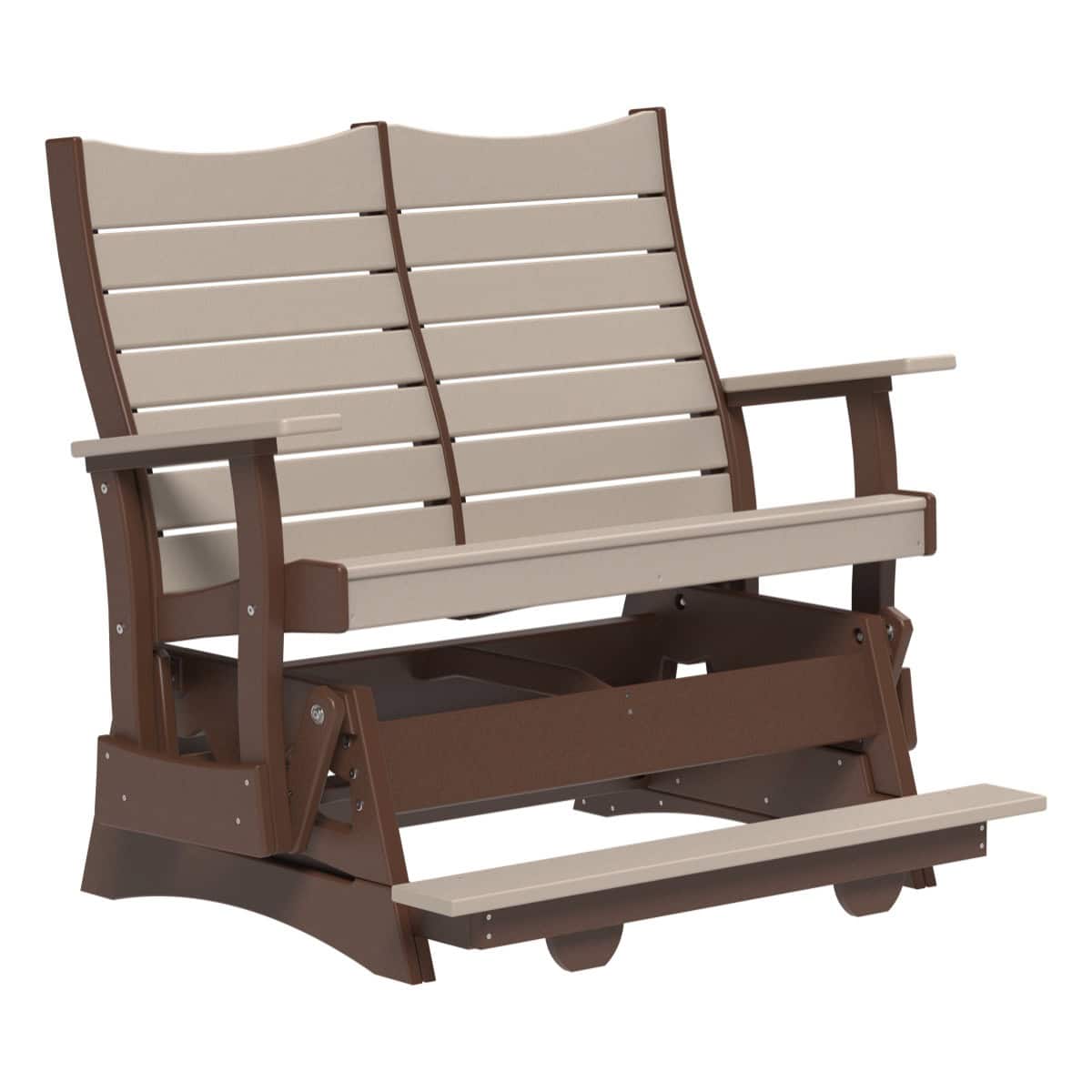 Contour Balcony Glider Porch Swing 4ft / Weatherwood & Chestnut Brown