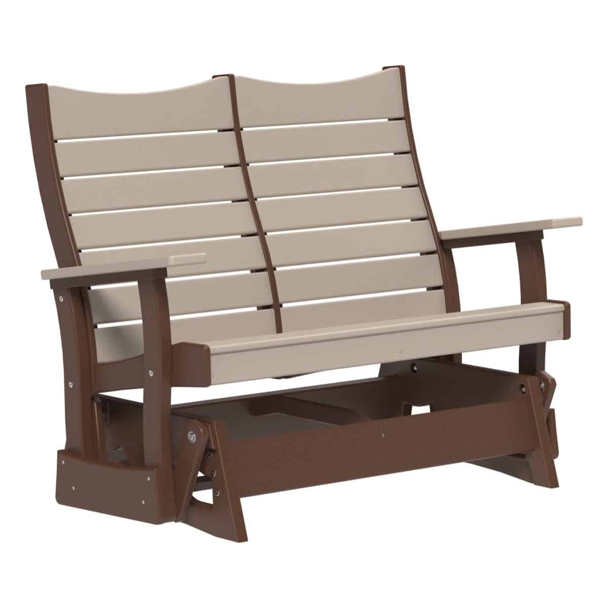 Contour Glider Porch Swing 4ft / Weatherwood & Chestnut Brown