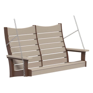 Contour Swing Porch Swing 4ft / Weatherwood & Chestnut Brown