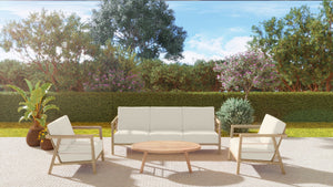 Daniele 4-Piece Teak Outdoor Patio Deep Seating Set with Sunbrella Canvas Cushion Outdoor Seating