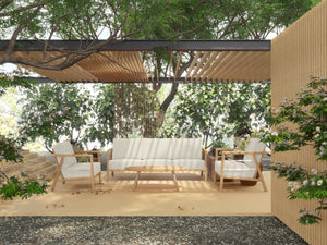 Daniele 4-Piece Teak Outdoor Patio Deep Seating Set with Sunbrella Canvas Cushion Outdoor Seating