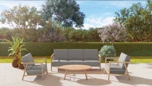 Daniele 4-Piece Teak Outdoor Patio Deep Seating Set with Sunbrella Charcoal Cushion Outdoor Seating