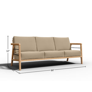 Daniele 4-Piece Teak Outdoor Patio Deep Seating Set with Sunbrella Fawn Cushion Outdoor Seating