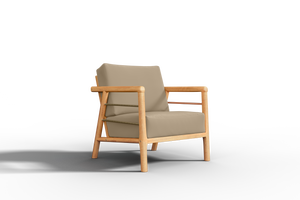 Daniele 4-Piece Teak Outdoor Patio Deep Seating Set with Sunbrella Fawn Cushion Outdoor Seating