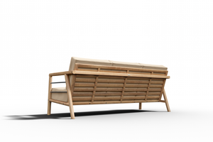 Daniele 4-Piece Teak Outdoor Patio Deep Seating Set with Sunbrella Fawn Cushion Outdoor Seating