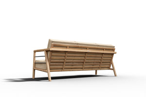Daniele 4-Piece Teak Outdoor Patio Deep Seating Set with Sunbrella Fawn Cushion Outdoor Seating