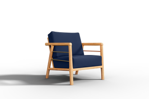 Daniele Teak Outdoor Club Chair with Sunbrella Navy Cushion Outdoor Chair