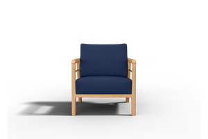 Daniele Teak Outdoor Club Chair with Sunbrella Navy Cushion Outdoor Chair