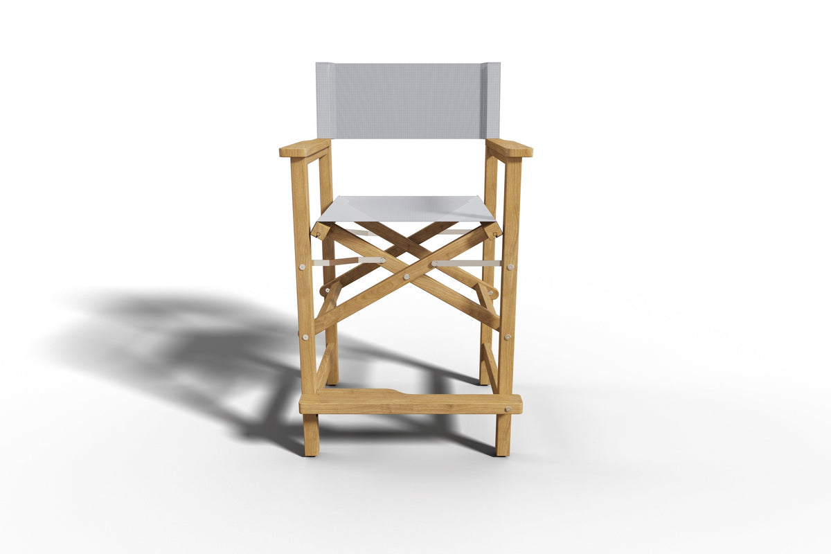 Directeur 5-Piece Rectangular Teak Outdoor Counter Height Dining Set in White with Folding Armchairs Outdoor Dining Set