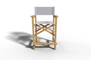 Directeur 5-Piece Rectangular Teak Outdoor Counter Height Dining Set in White with Folding Armchairs Outdoor Dining Set