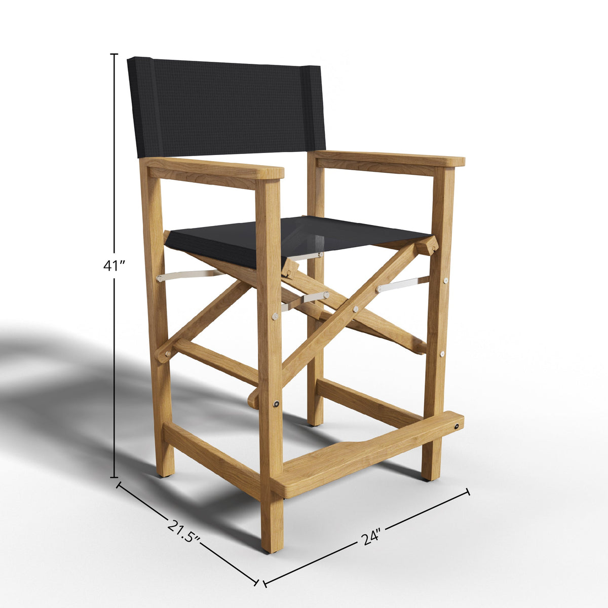 Directeur Teak Outdoor Bar Height Dining Armchair in Black Outdoor Chair