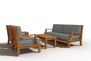 Eliane 4-Piece Teak Outdoor Patio Deep Seating Set with Sunbrella Charcoal Cushions Outdoor deep seating