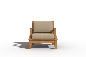Eliane 4-Piece Teak Outdoor Patio Deep Seating Set with Sunbrella Fawn Cushions Outdoor deep seating
