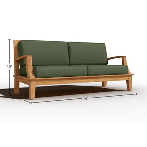 Eliane 4-Piece Teak Outdoor Patio Deep Seating Set with Sunbrella Fern Green Cushions Outdoor deep seating