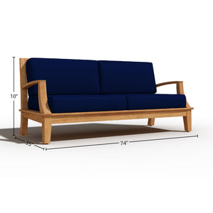 Eliane 4-Piece Teak Outdoor Patio Deep Seating Set with Sunbrella Navy Cushions Outdoor deep seating