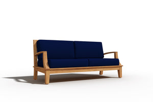 Eliane 4-Piece Teak Outdoor Patio Deep Seating Set with Sunbrella Navy Cushions Outdoor deep seating