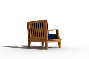 Eliane 4-Piece Teak Outdoor Patio Deep Seating Set with Sunbrella Navy Cushions Outdoor deep seating