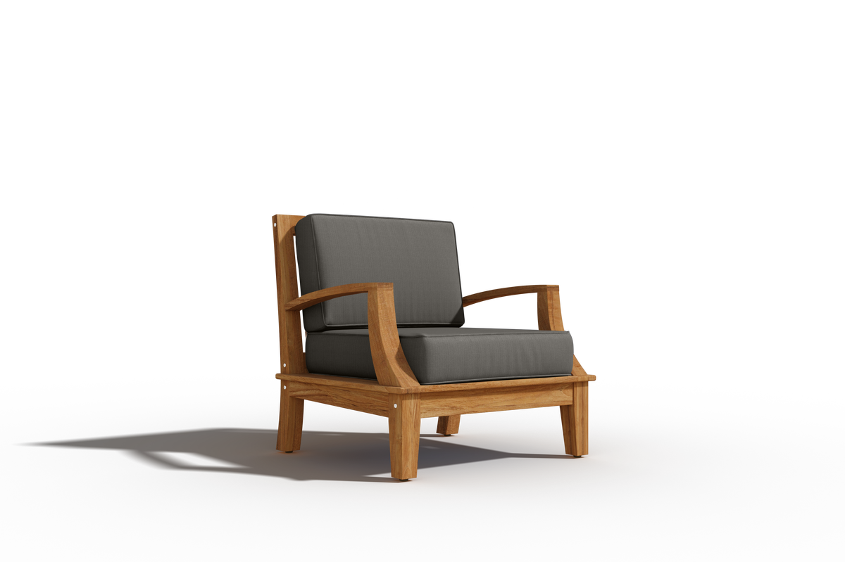 Eliane Teak Outdoor Club Chair with Sunbrella Charcoal Cushion Outdoor Chair