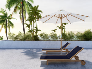 Elie Teak Outdoor Reclining Sun Lounger in Black with Rear Wheels Lounger