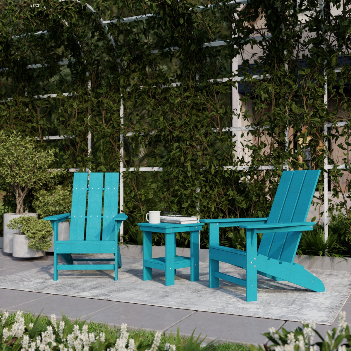 Freedom 3-Piece Modern Adirondack Set with Side Table outdoor furniture