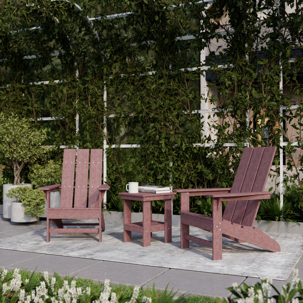 Freedom 3-Piece Modern Adirondack Set with Side Table outdoor furniture