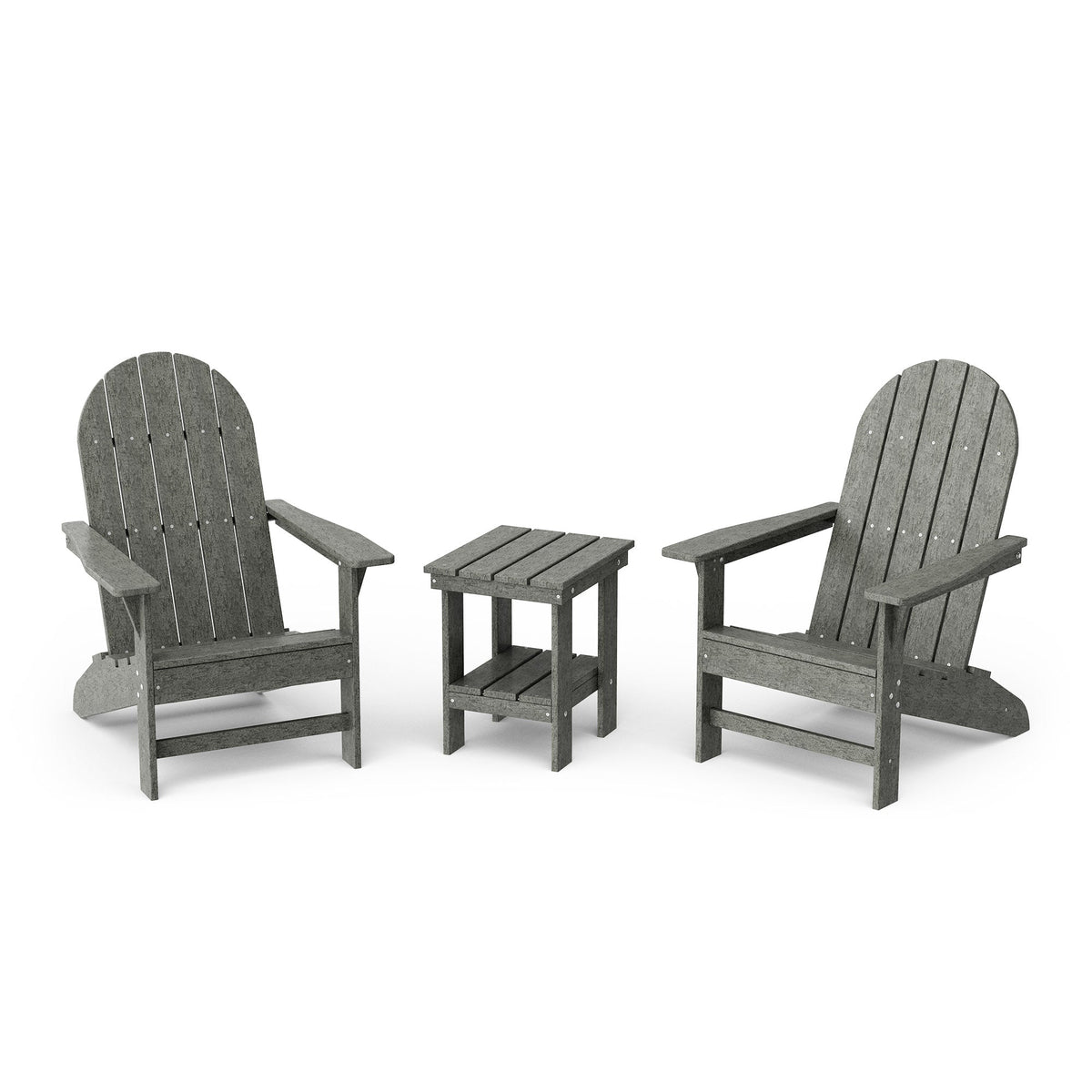 Freedom 3-Piece Traditional Adirondack Set with Side Table outdoor furniture Dark Gray
