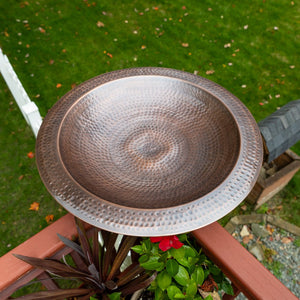 Hammered Copper Birdbath for 4x4 Post by Achla Designs Birdbath Bowl