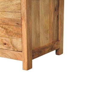 Hardwood Storage Bench with Brown Leather Seat Bench