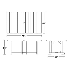 Heritage 44"x72" Dining Table Outdoor Table