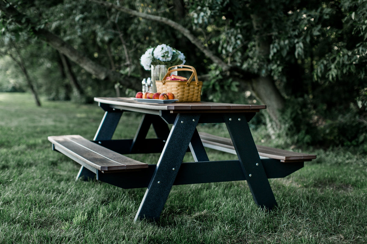 Heritage 72" Picnic Table with Attached Benches Picnic Table