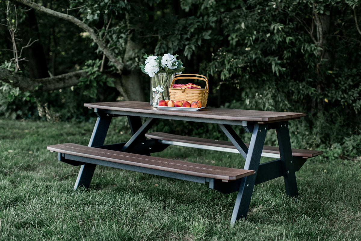 Heritage 72" Picnic Table with Attached Benches Picnic Table
