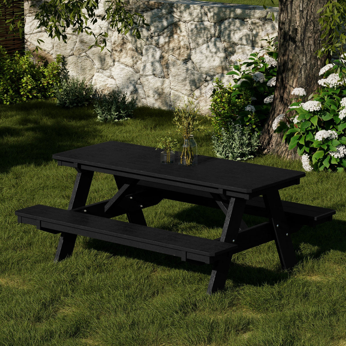 Heritage 72" Picnic Table with Attached Benches Picnic Table