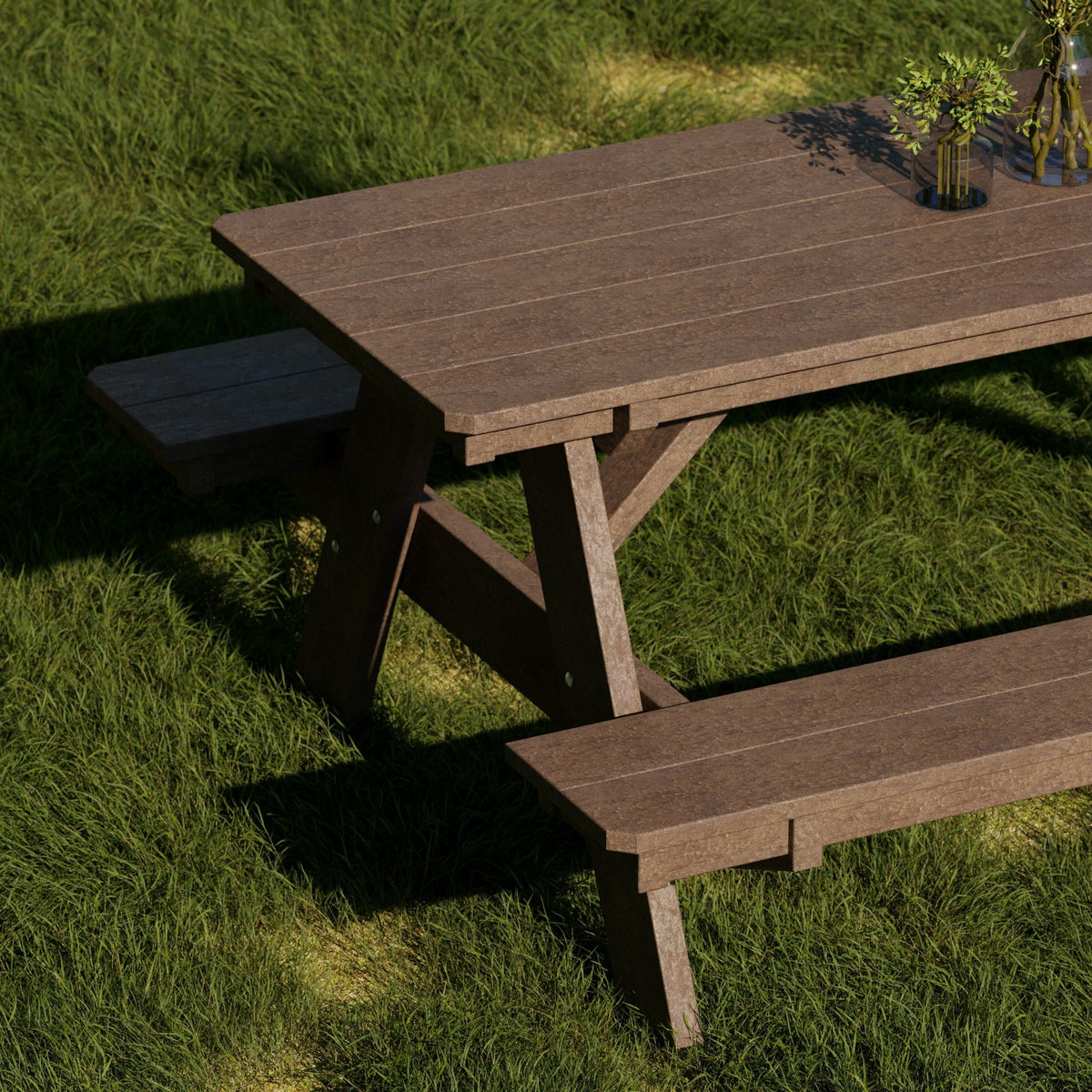 Heritage 72" Picnic Table with Attached Benches Picnic Table
