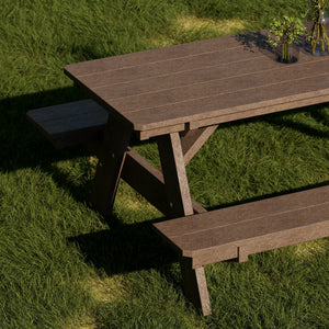 Heritage 72" Picnic Table with Attached Benches Picnic Table