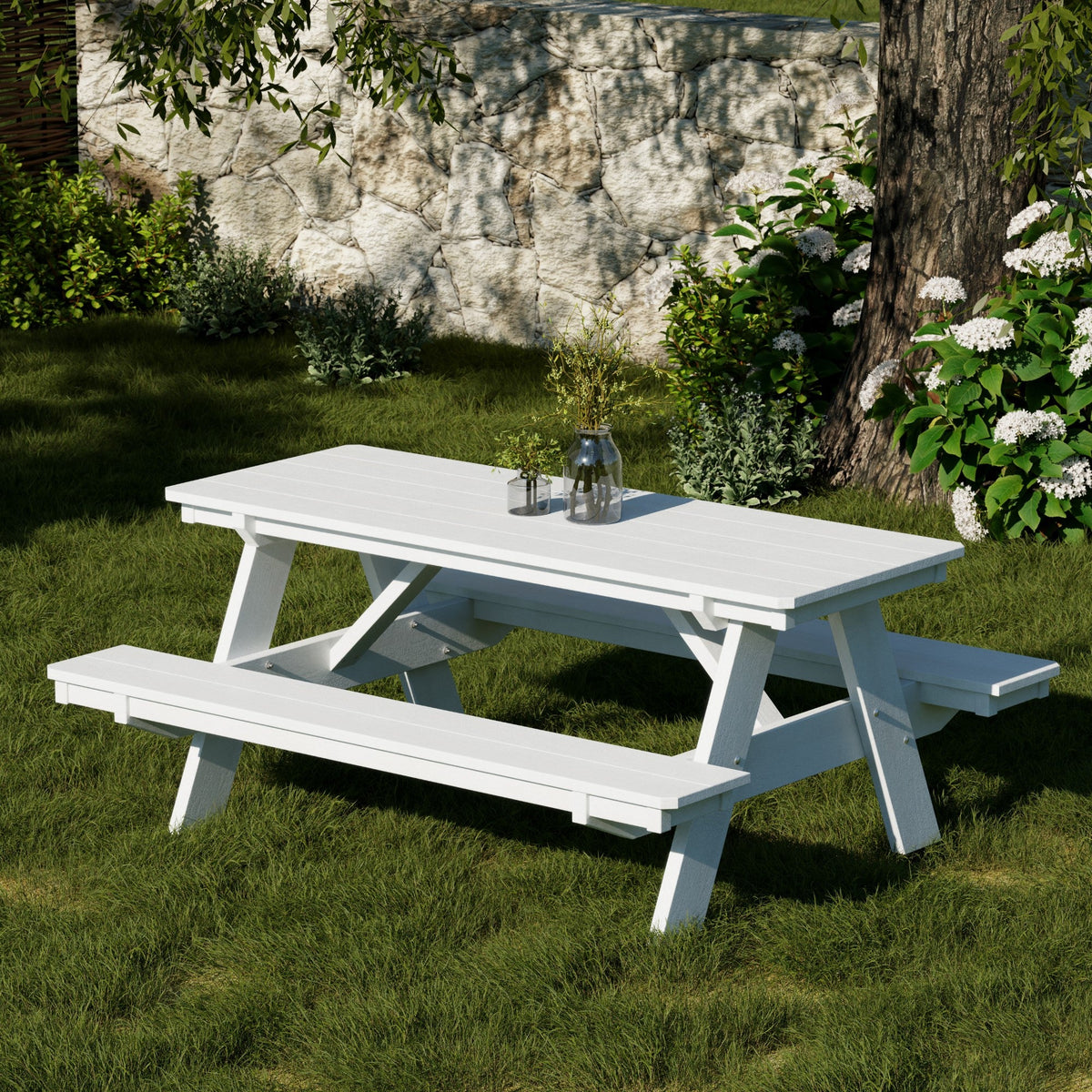 Heritage 72" Picnic Table with Attached Benches Picnic Table