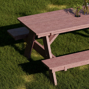 Heritage 72" Picnic Table with Attached Benches Picnic Table