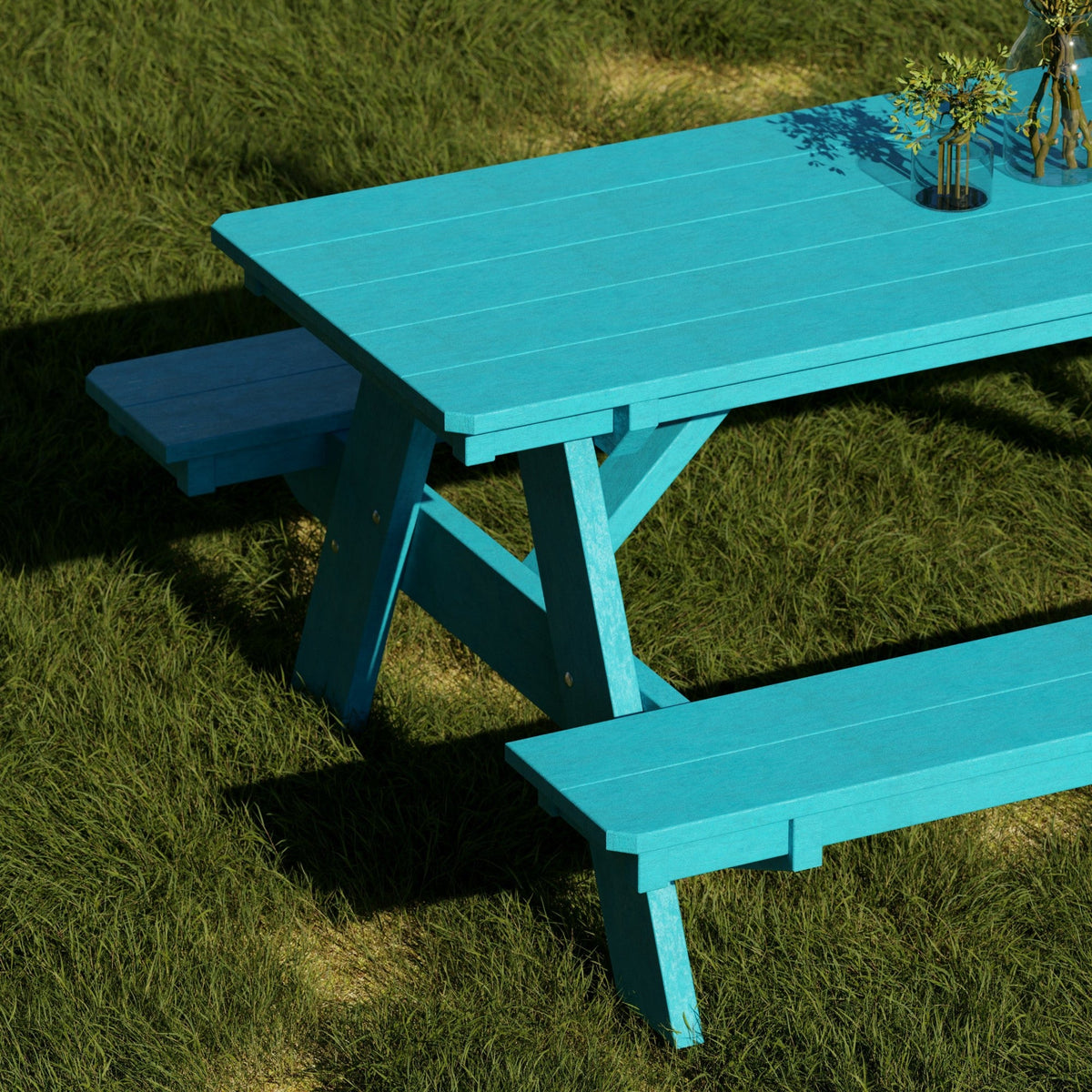 Heritage 72" Picnic Table with Attached Benches Picnic Table