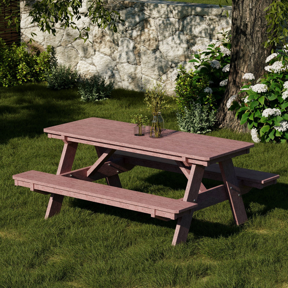 Heritage 72" Picnic Table with Attached Benches Picnic Table