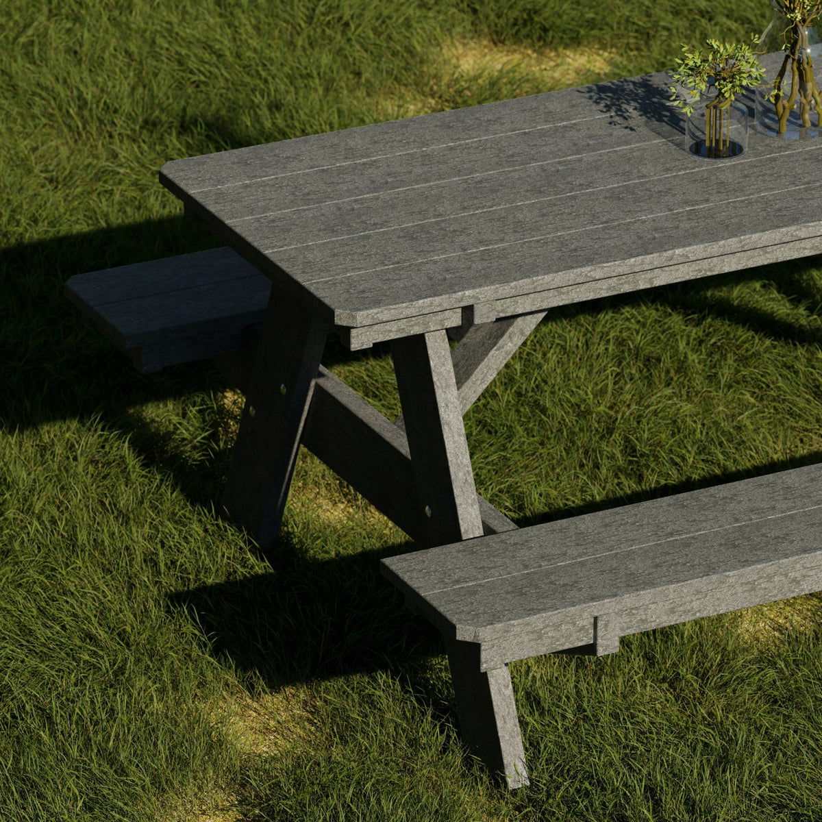 Heritage 72" Picnic Table with Attached Benches Picnic Table
