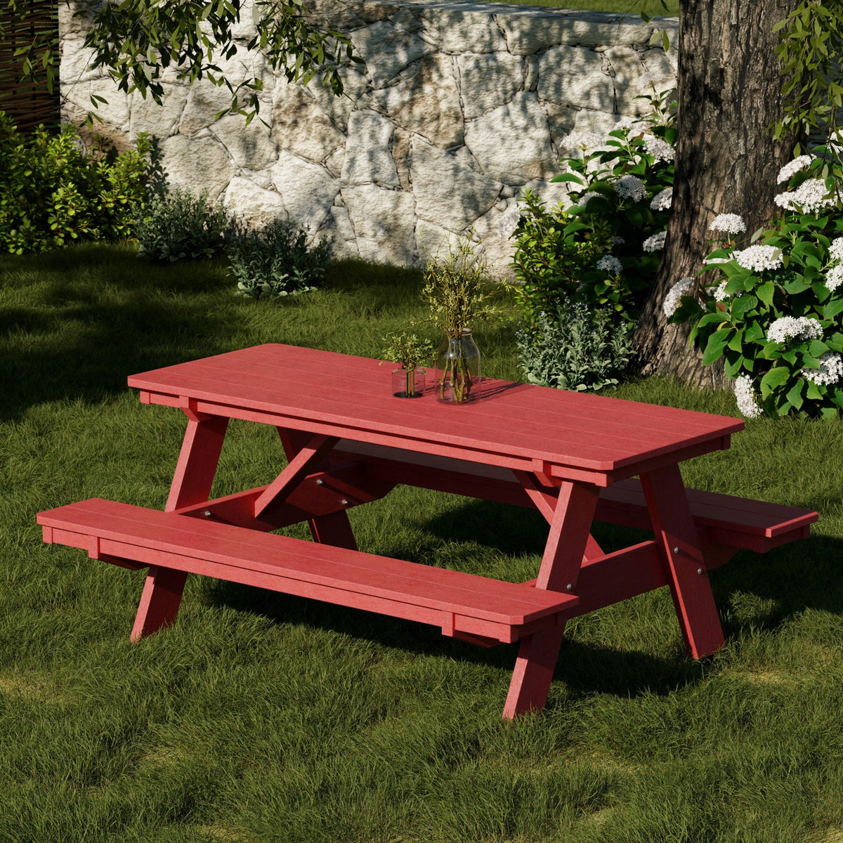 Heritage 72" Picnic Table with Attached Benches Picnic Table