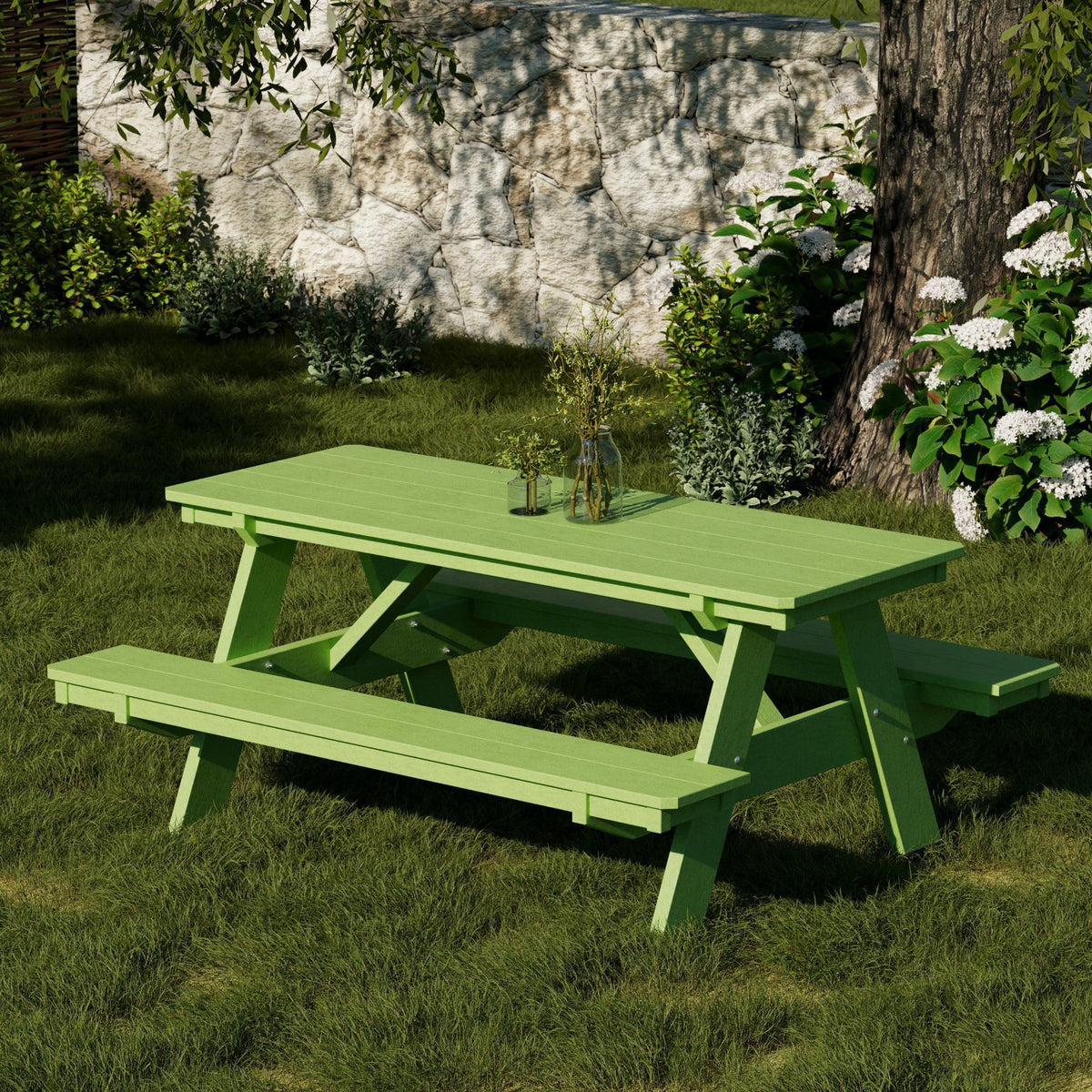 Heritage 72" Picnic Table with Attached Benches Picnic Table