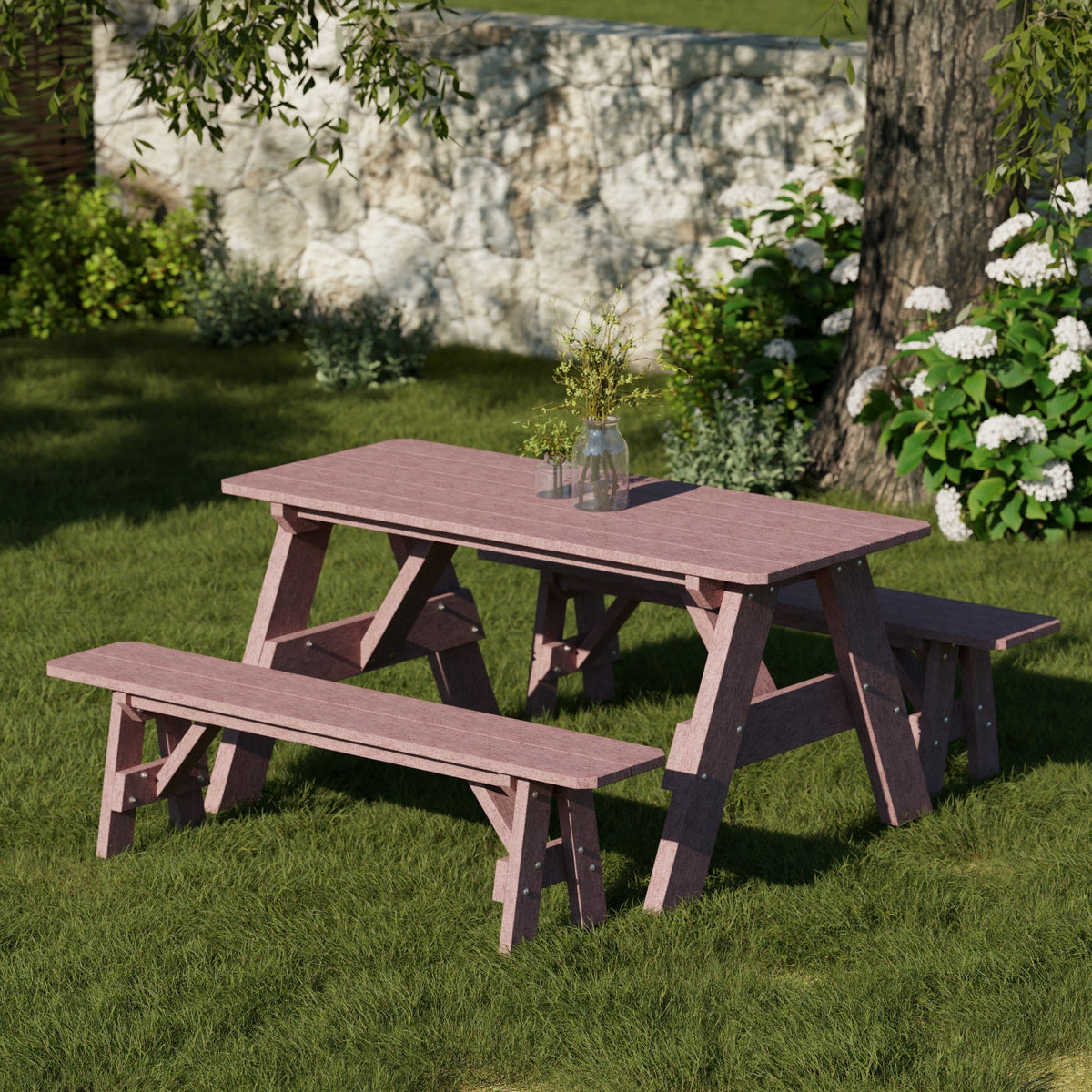 Heritage 72" Picnic Table with Detached Benches Picnic Table