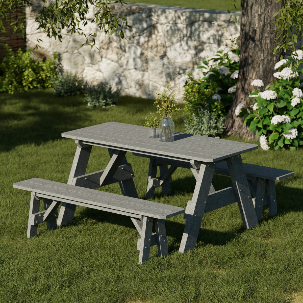 Heritage 72" Picnic Table with Detached Benches Picnic Table