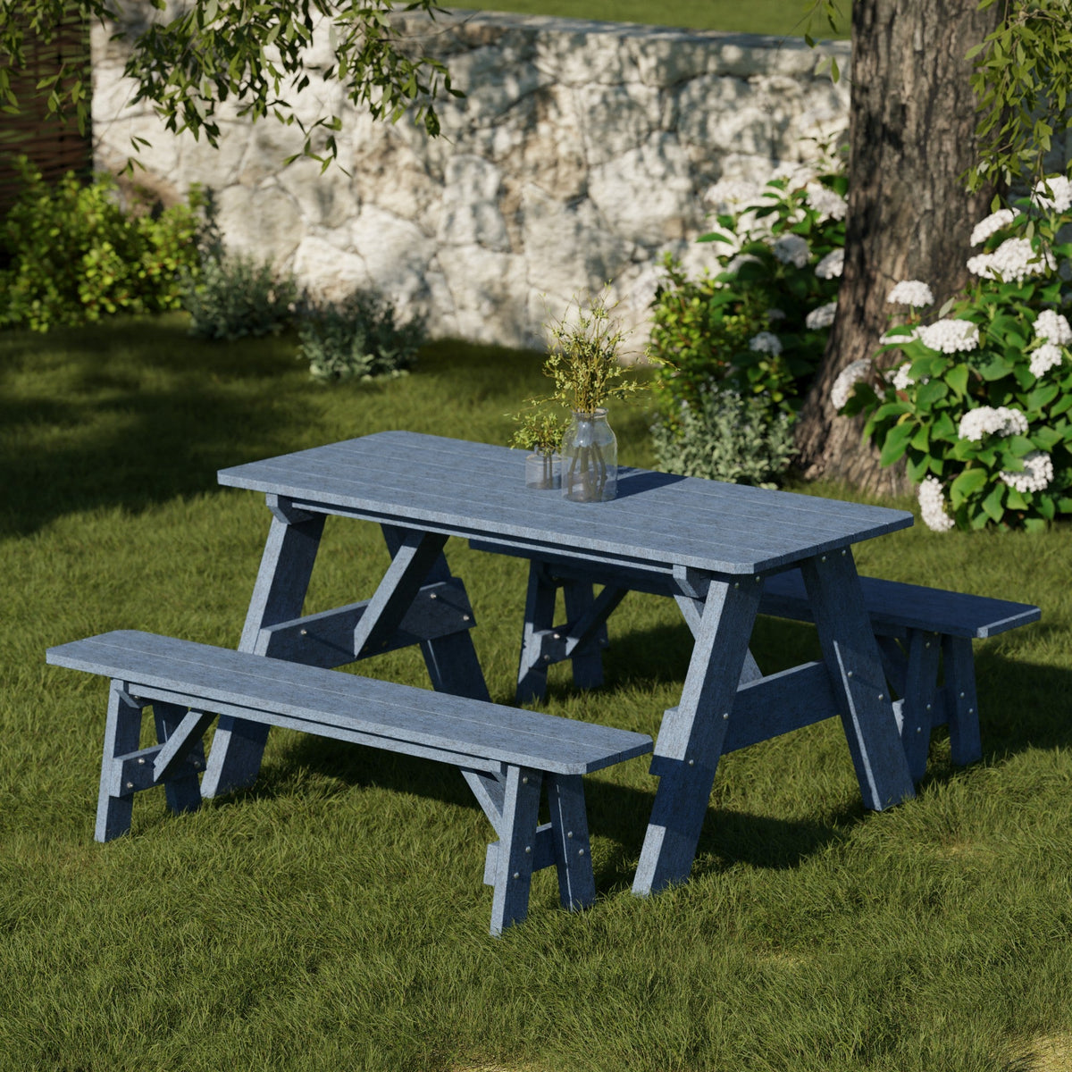 Heritage 72" Picnic Table with Detached Benches Picnic Table