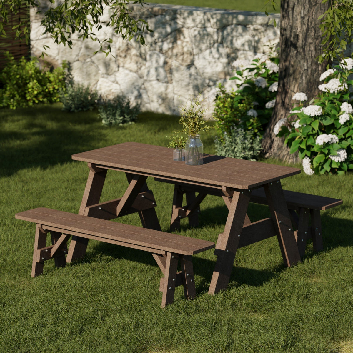 Heritage 72" Picnic Table with Detached Benches Picnic Table