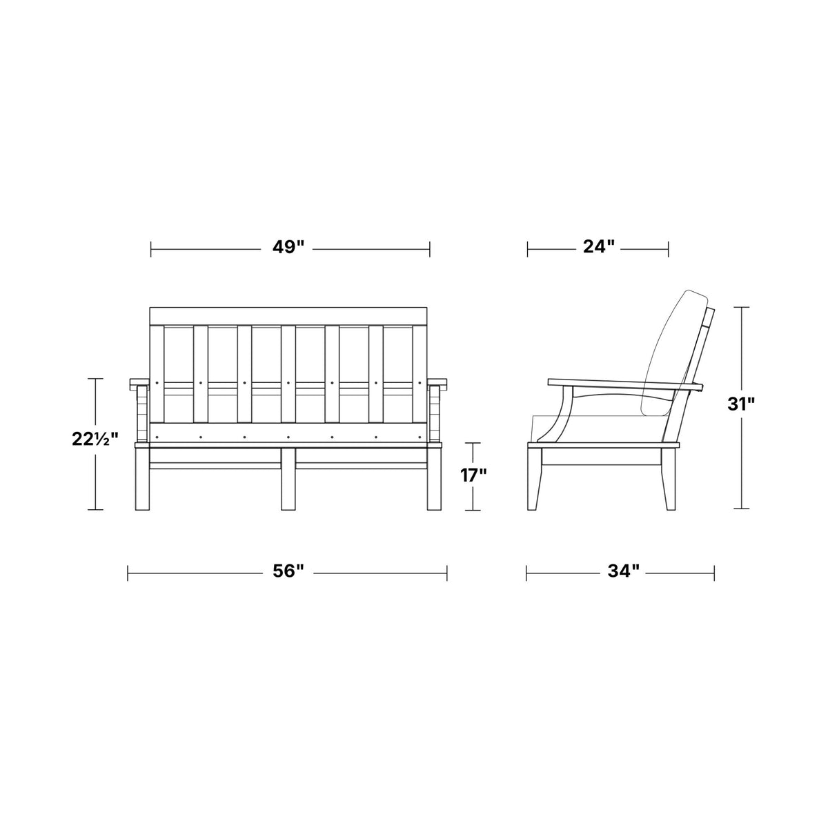 Heritage Deep Seating Love Seat -Option I Outdoor Bench