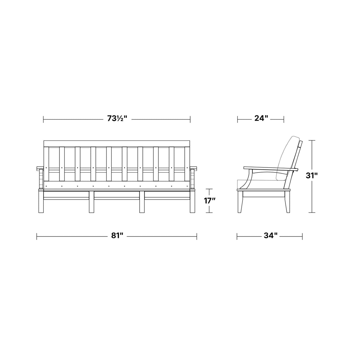 Heritage Deep Seating Sofa - Option 1 Garden Bench