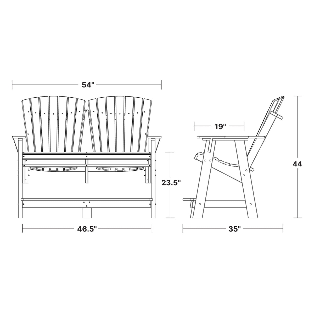 Heritage Double High Adirondack Garden Bench